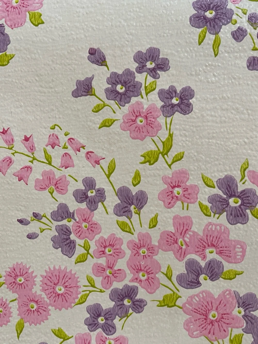 Vintage Pink and Lavender Floral Wallpaper Accent